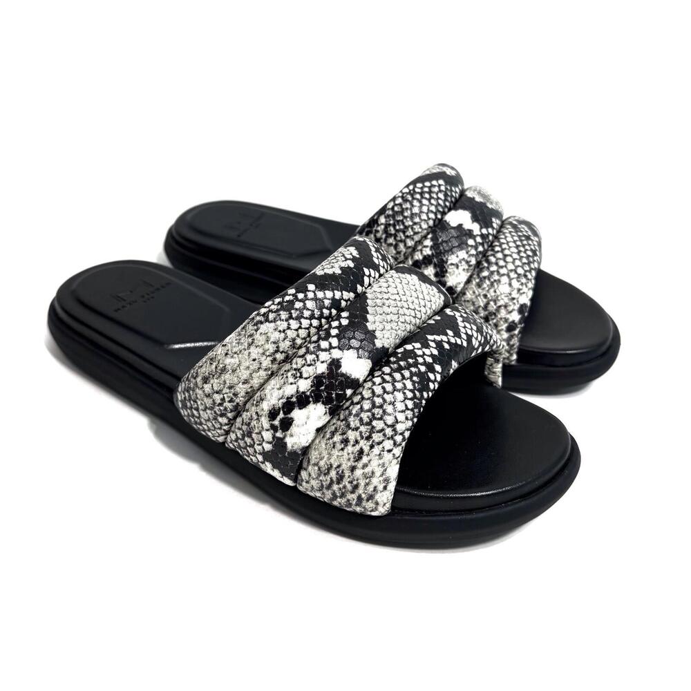 Marc Fisher LTD Women’s Size 8 Black Snake Print Yessy Slide Sandal Shoes NWT